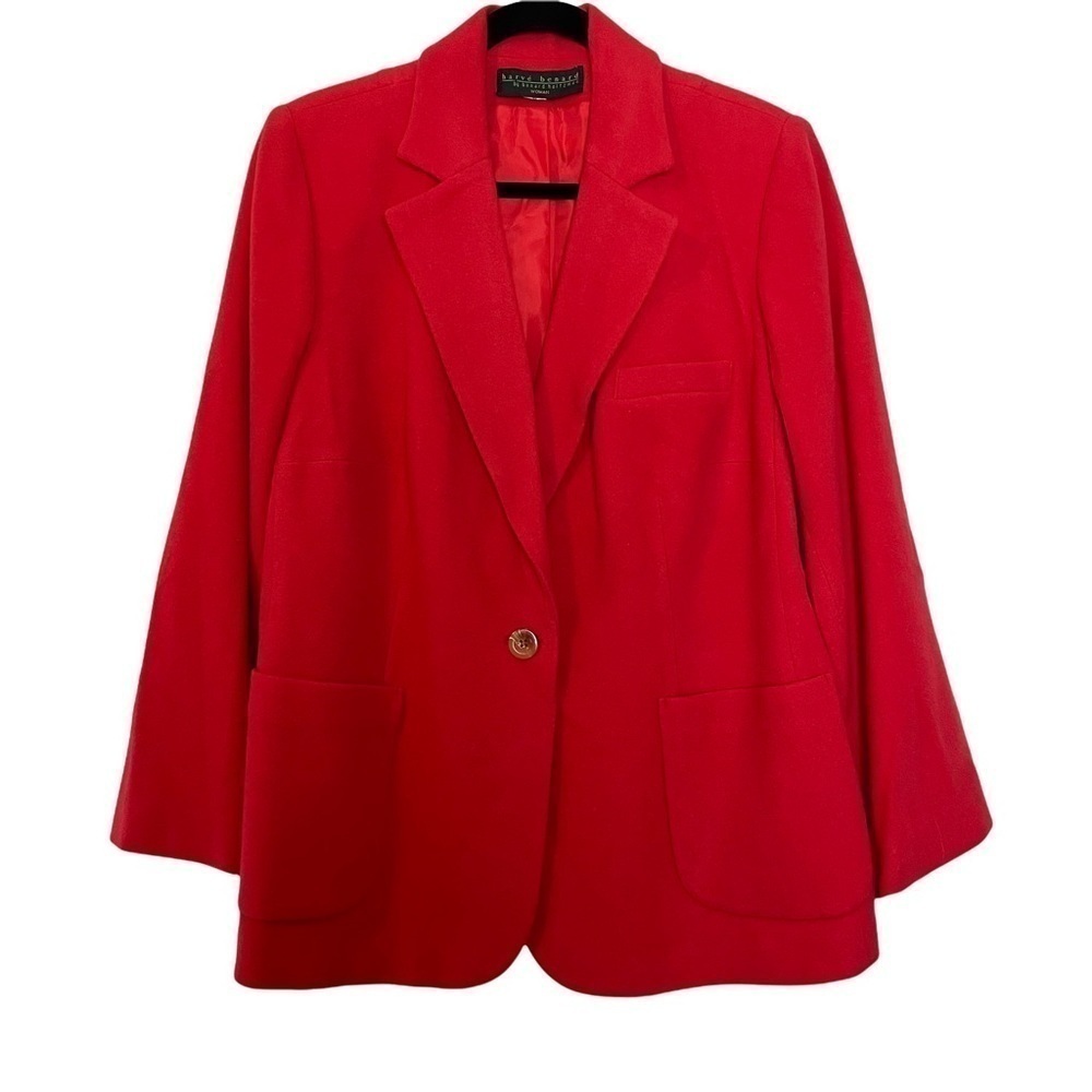 Harve’ Benard by Benard Holtzman Red Wool Blazer with Single Button Clos…